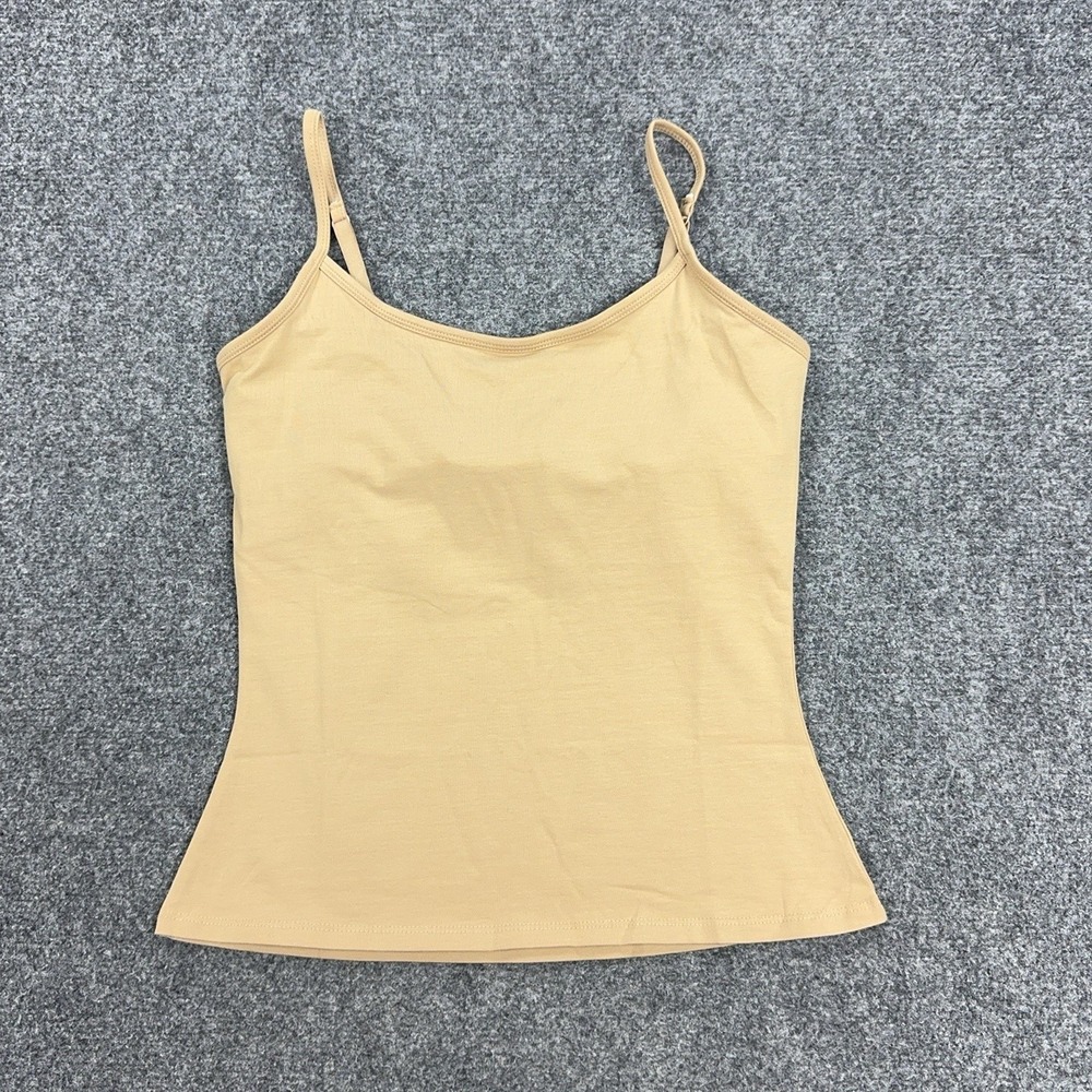 Pact Camisole Tank Top Womens Small Beige Organic Cotton Stretch Jersey Knit
